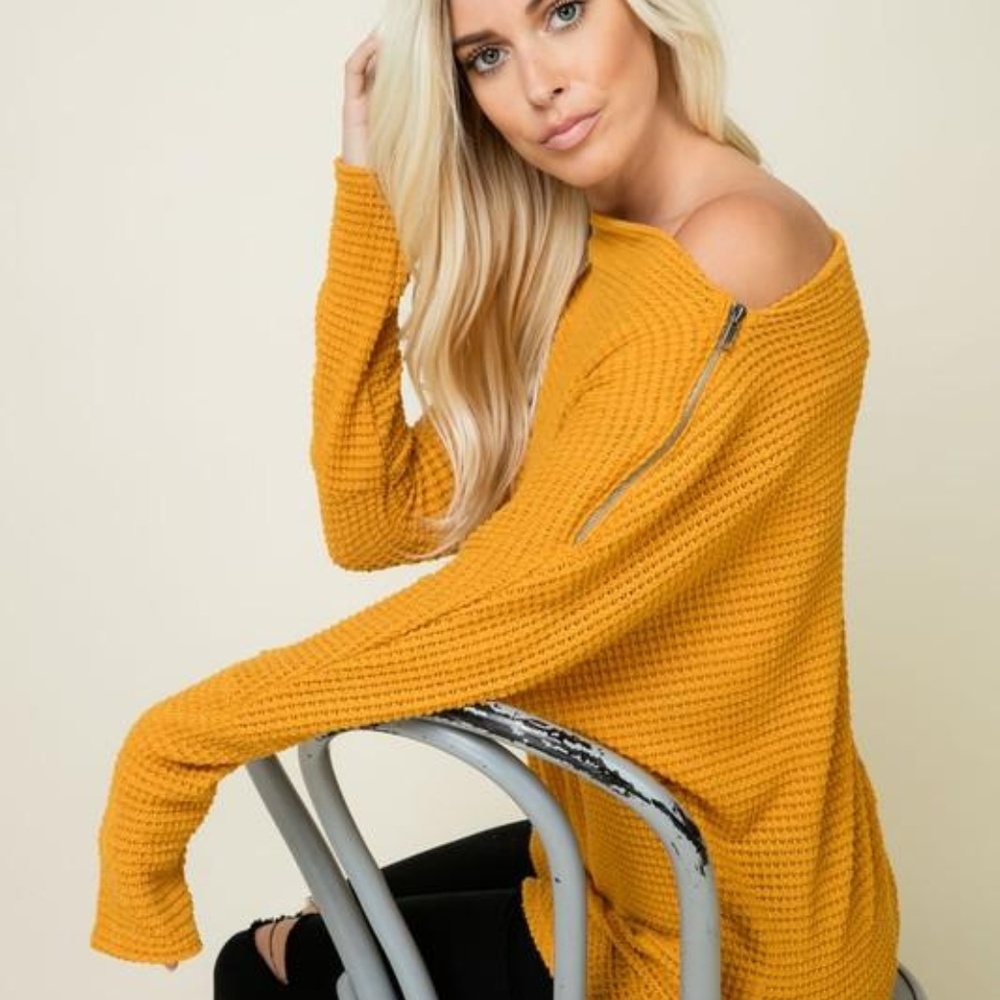 Dark Orange Oversized Zipper Top Cute and SASSY